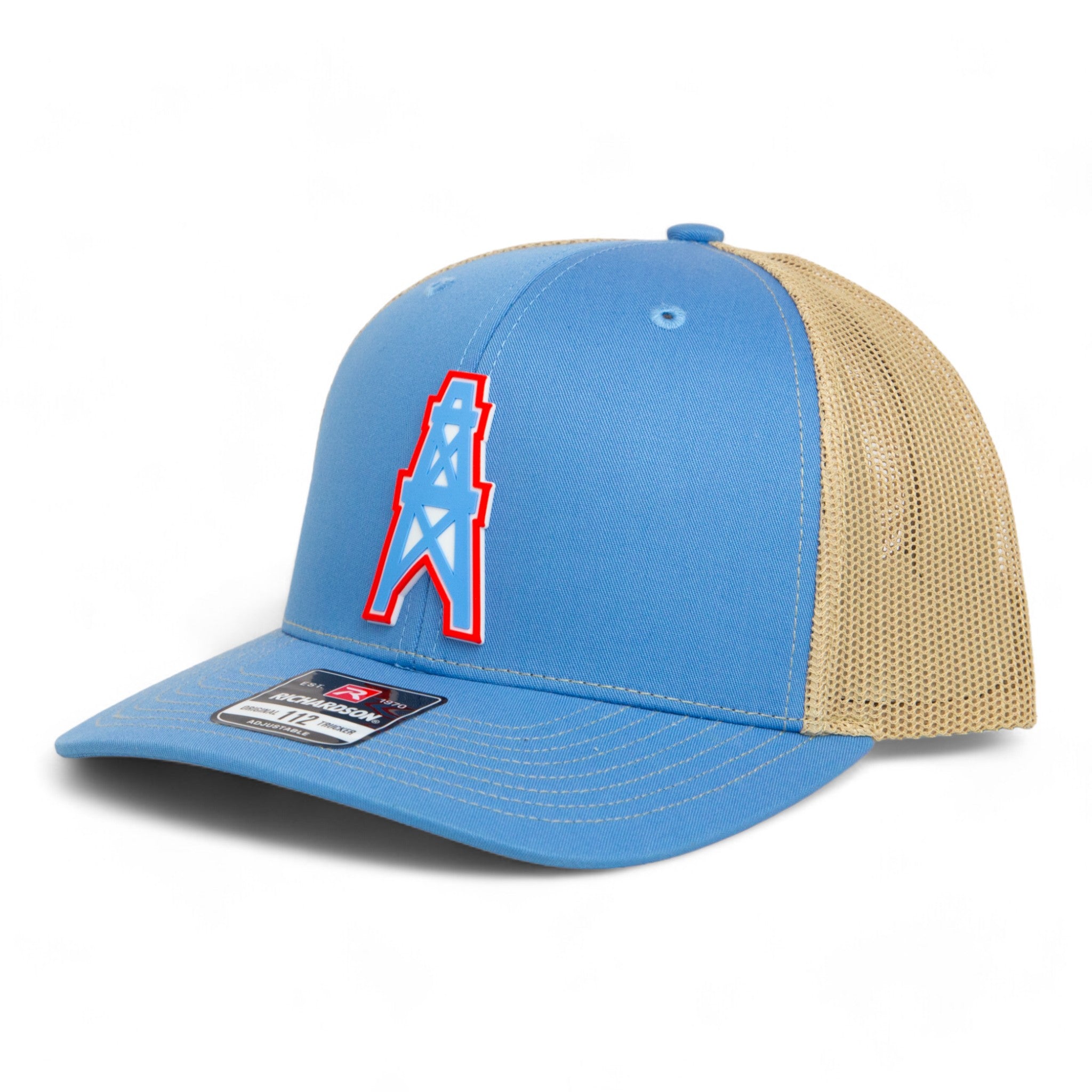 Houston Oilers 3D Snapback Trucker Hat Columbia Blue Tan