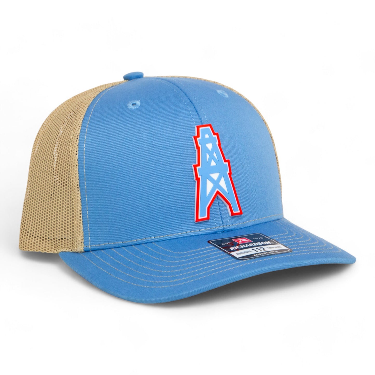 Houston Oilers 3D Snapback Trucker Hat- Columbia Blue/ Tan