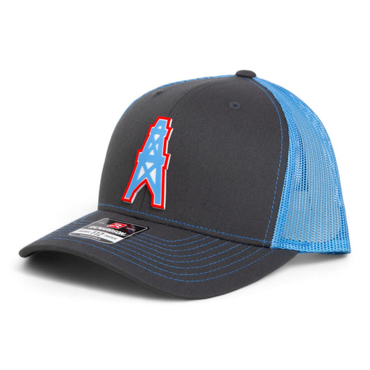 Houston Oilers 3D Snapback Trucker Hat- Charcoal/ Columbia Blue