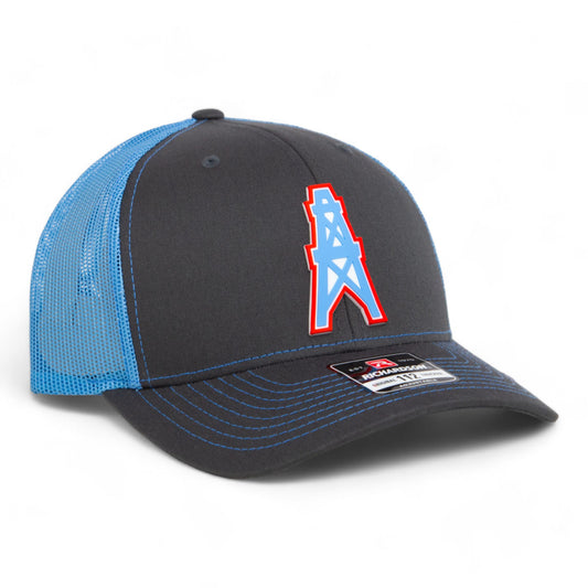 Houston Oilers 3D Snapback Trucker Hat- Charcoal/ Columbia Blue