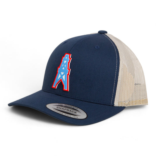 Houston Oilers 3D YP Snapback Trucker Hat- Navy/ Silver