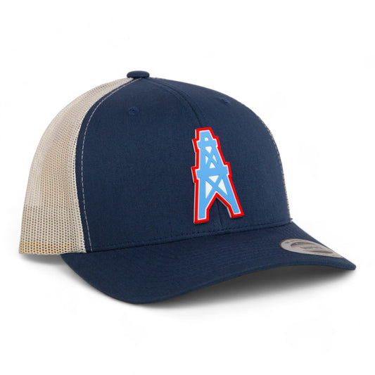 Houston Oilers 3D YP Snapback Trucker Hat- Navy/ Silver