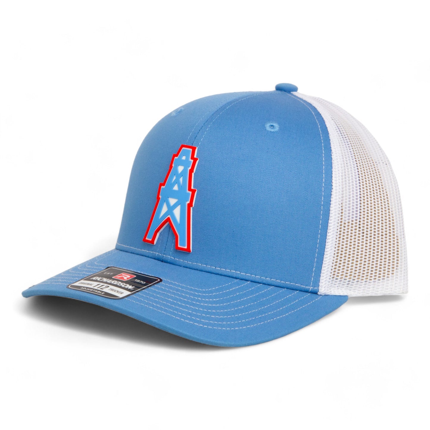 Houston Oilers 3D Snapback Trucker Hat- Columbia Blue/ White