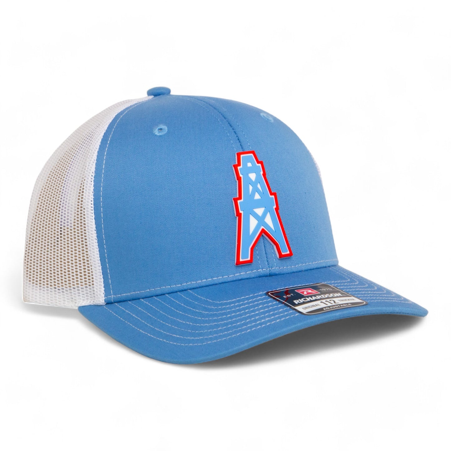 Houston Oilers 3D Snapback Trucker Hat- Columbia Blue/ White