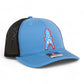 Houston Oilers 3D Snapback Trucker Hat- Columbia Blue/ Black