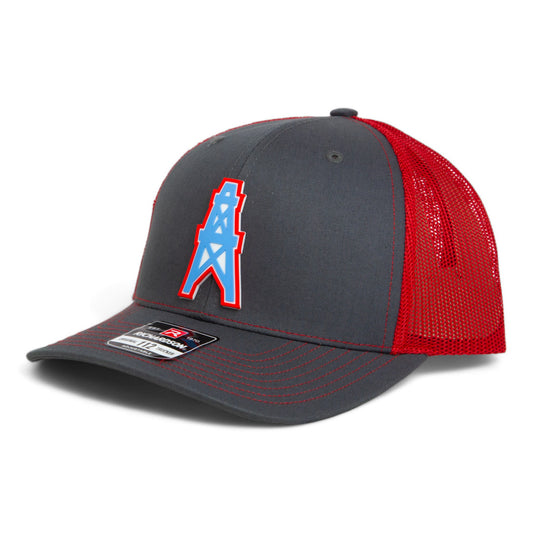 Houston Oilers 3D Snapback Trucker Hat- Charcoal/ Red