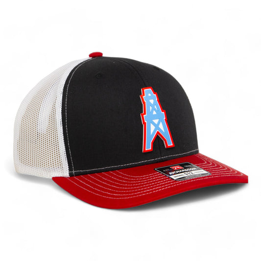 Houston Oilers 3D Snapback Trucker Hat- Black/ White/ Red