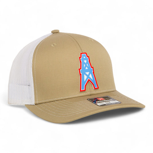 Houston Oilers 3D Snapback Trucker Hat- Tan/ White