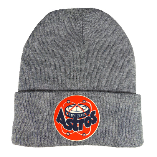 Astros Retro Astrodome 3D 12 in Knit Beanie- Dark Heather Grey - Ten Gallon Hat Co.