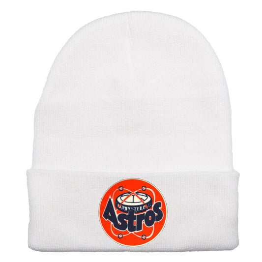 Astros Retro Astrodome 3D 12 in Knit Beanie- White - Ten Gallon Hat Co.