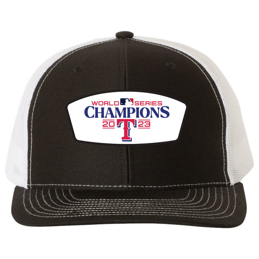 Texas Rangers 2023 World Series Champion 3D YP Snapback Trucker Hat- Black/ White - Ten Gallon Hat Co.