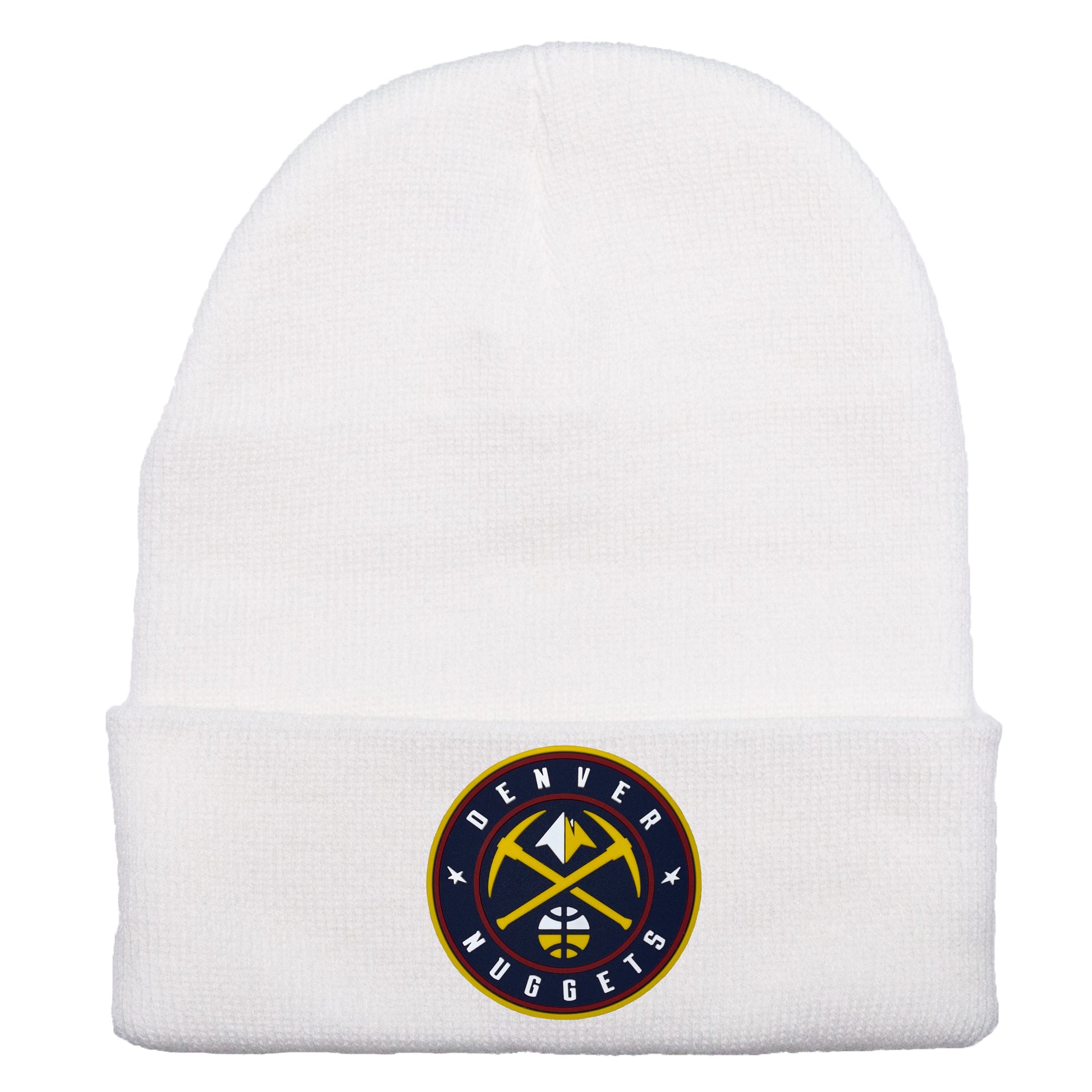 Denver Nuggets 3D PVC 12 in Knit Beanie- White - Ten Gallon Hat Co.