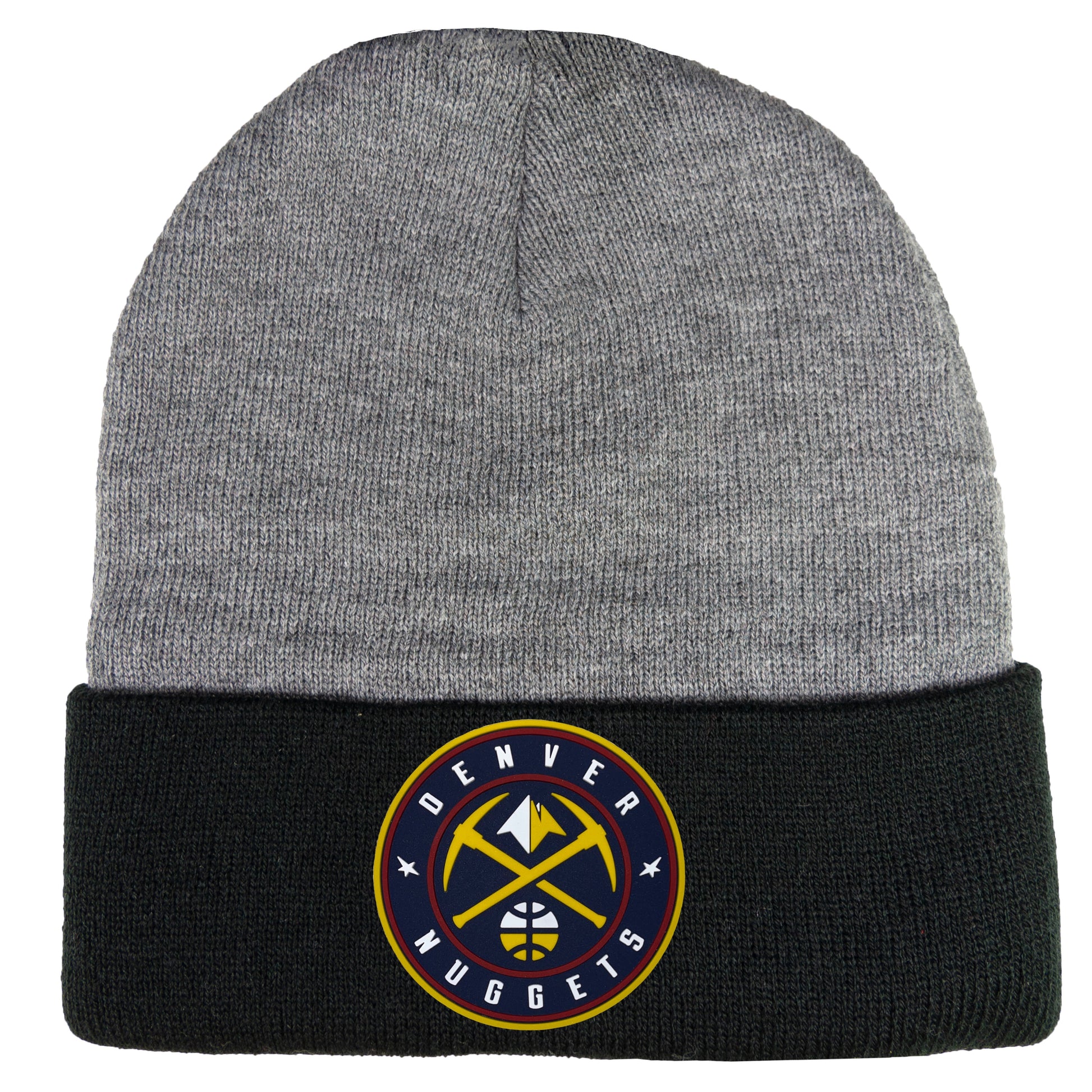 Denver Nuggets 3D PVC 12 in Knit Beanie- Dark Heather Grey/ Black - Ten Gallon Hat Co.