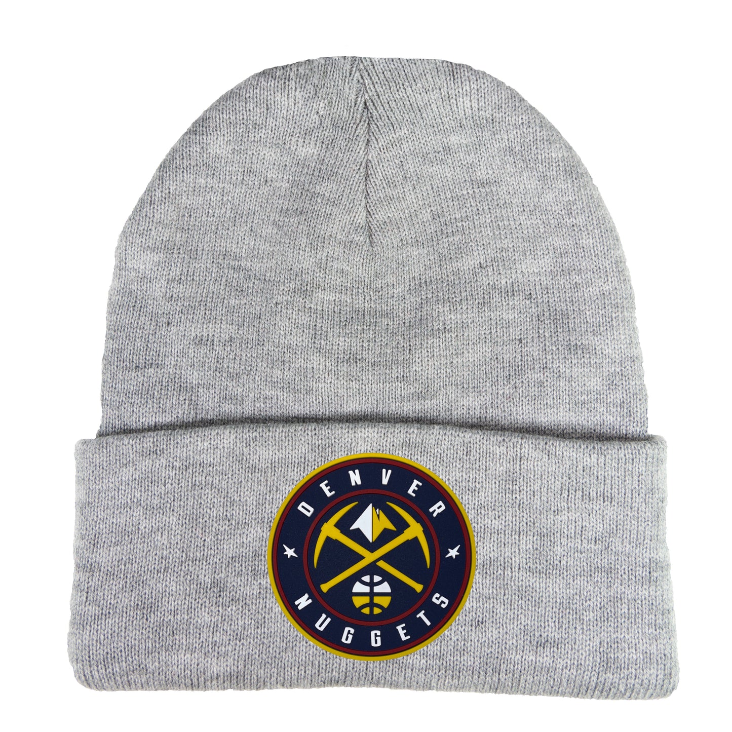 Denver Nuggets 3D PVC 12 in Knit Beanie- Heather Grey - Ten Gallon Hat Co.