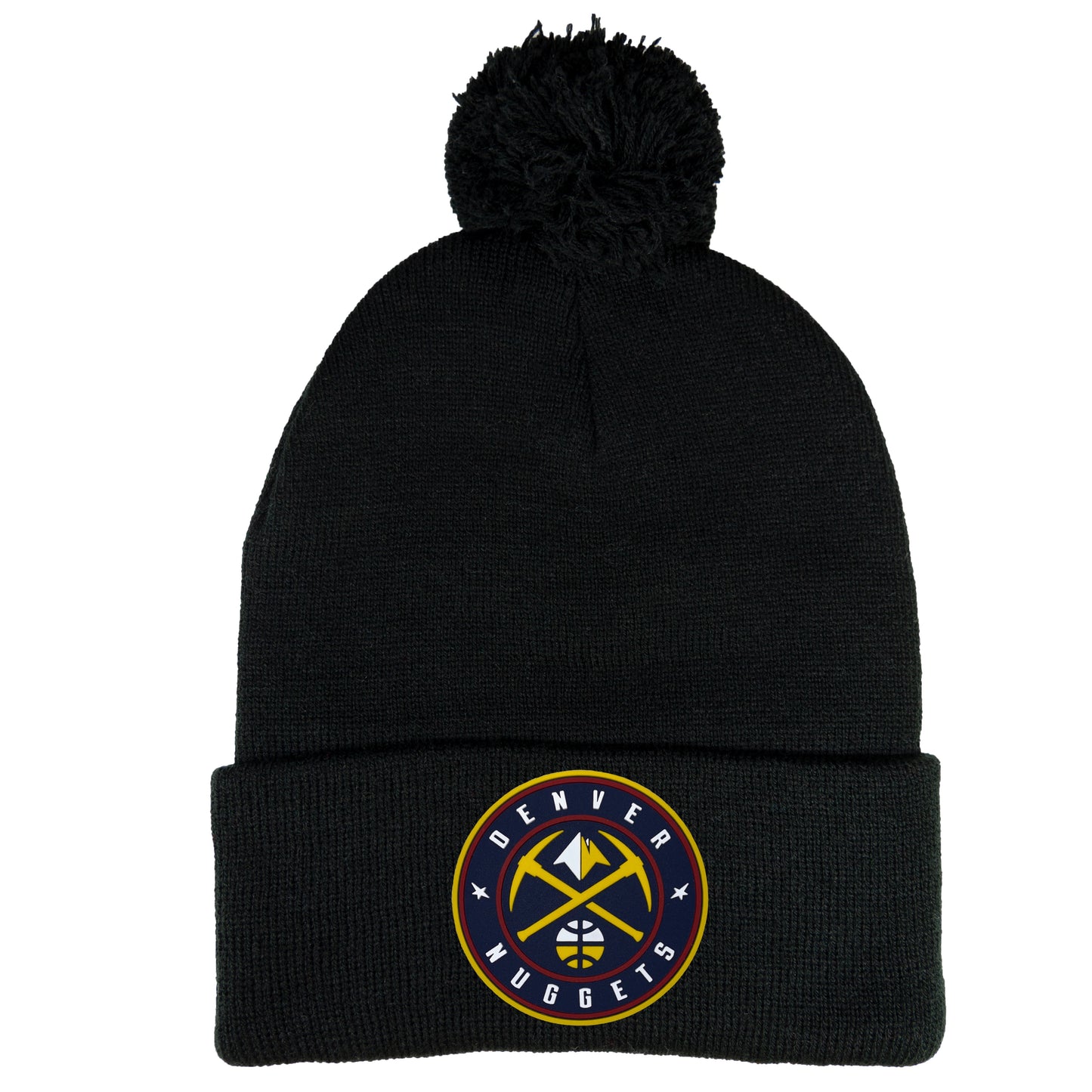 Denver Nuggets 3D PVC 12 in Knit Pom-Pom Top Beanie- Black - Ten Gallon Hat Co.