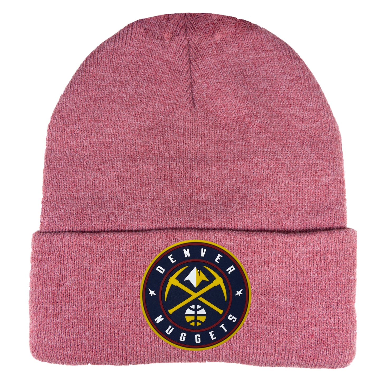 Denver Nuggets 3D PVC 12 in Knit Beanie- Heather Cardinal - Ten Gallon Hat Co.