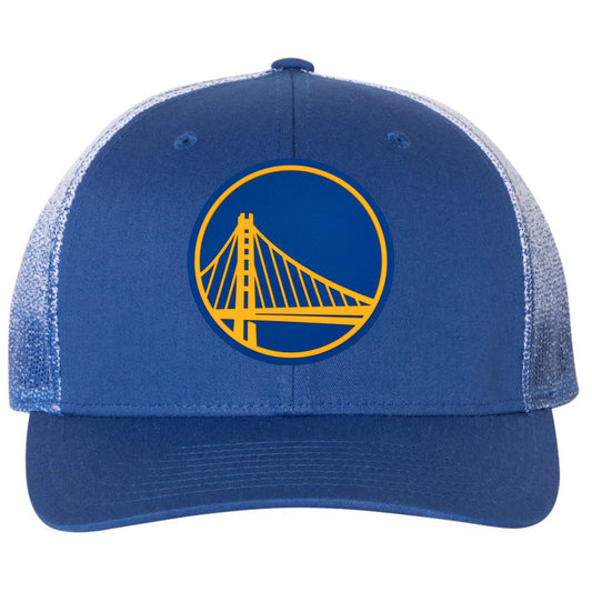 Golden State Warriors 3D Patterned Mesh Snapback Trucker Hat- Royal/ Royal to White Fade - Ten Gallon Hat Co.