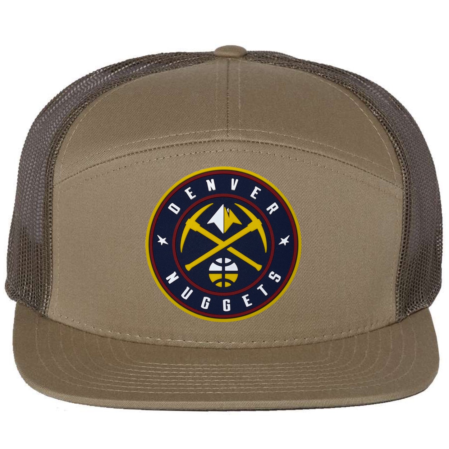 Denver Nuggets 3D Snapback Seven-Panel Trucker Hat- Pale Khaki/ Loden Green - Ten Gallon Hat Co.