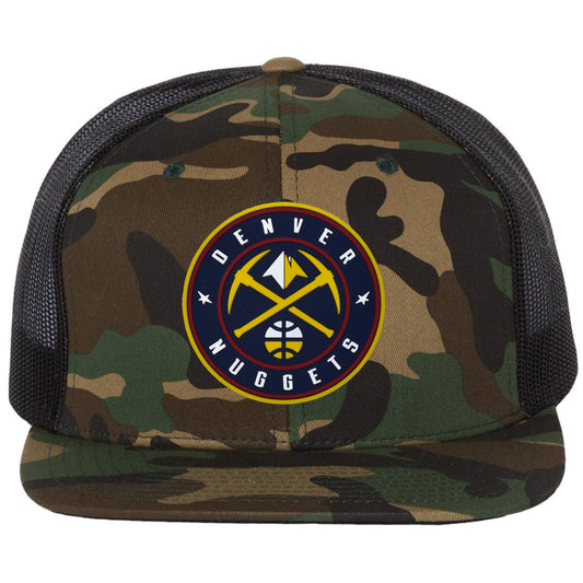 Denver Nuggets 3D PVC Patch Wool Blend Flat Bill Hat- Army Camo/ Black - Ten Gallon Hat Co.