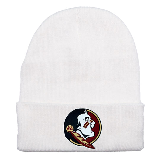 Florida State Seminoles 3D PVC 12 in Knit Beanie- White - Ten Gallon Hat Co.