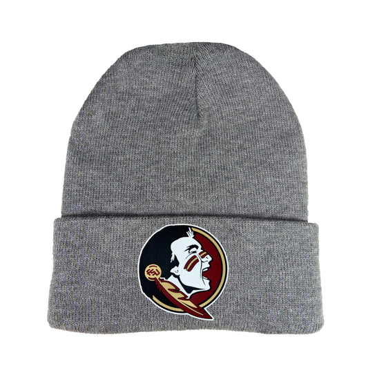 Florida State Seminoles 3D PVC 12 in Knit Beanie- Dark Heather Grey - Ten Gallon Hat Co.