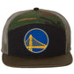 Golden State Warriors 3D Snapback Seven-Panel Trucker Hat- Black/ Camo/ Loden - Ten Gallon Hat Co.