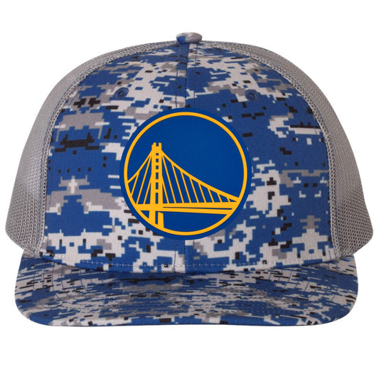 Golden State Warriors 3D Snapback Trucker Hat- Royal Digital Camo - Ten Gallon Hat Co.