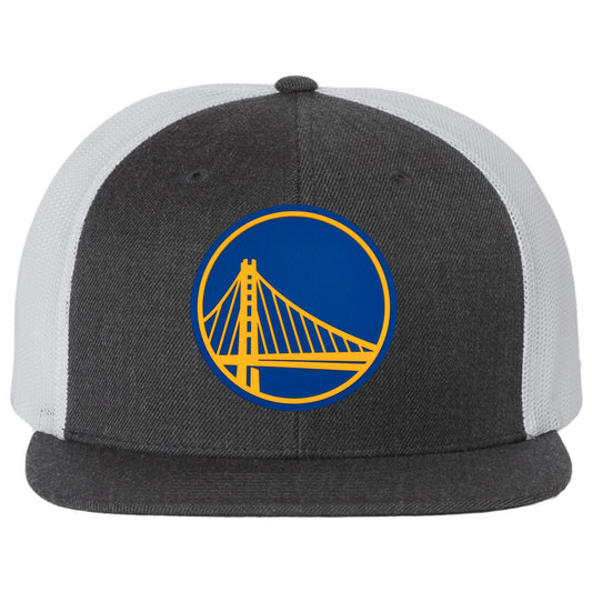 Golden State Warriors 3D PVC Patch Wool Blend Flat Bill Hat- Heather Charcoal/ White - Ten Gallon Hat Co.