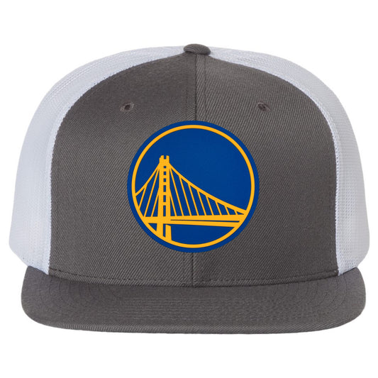 Golden State Warriors 3D PVC Patch Wool Blend Flat Bill Hat- Charcoal/ White - Ten Gallon Hat Co.