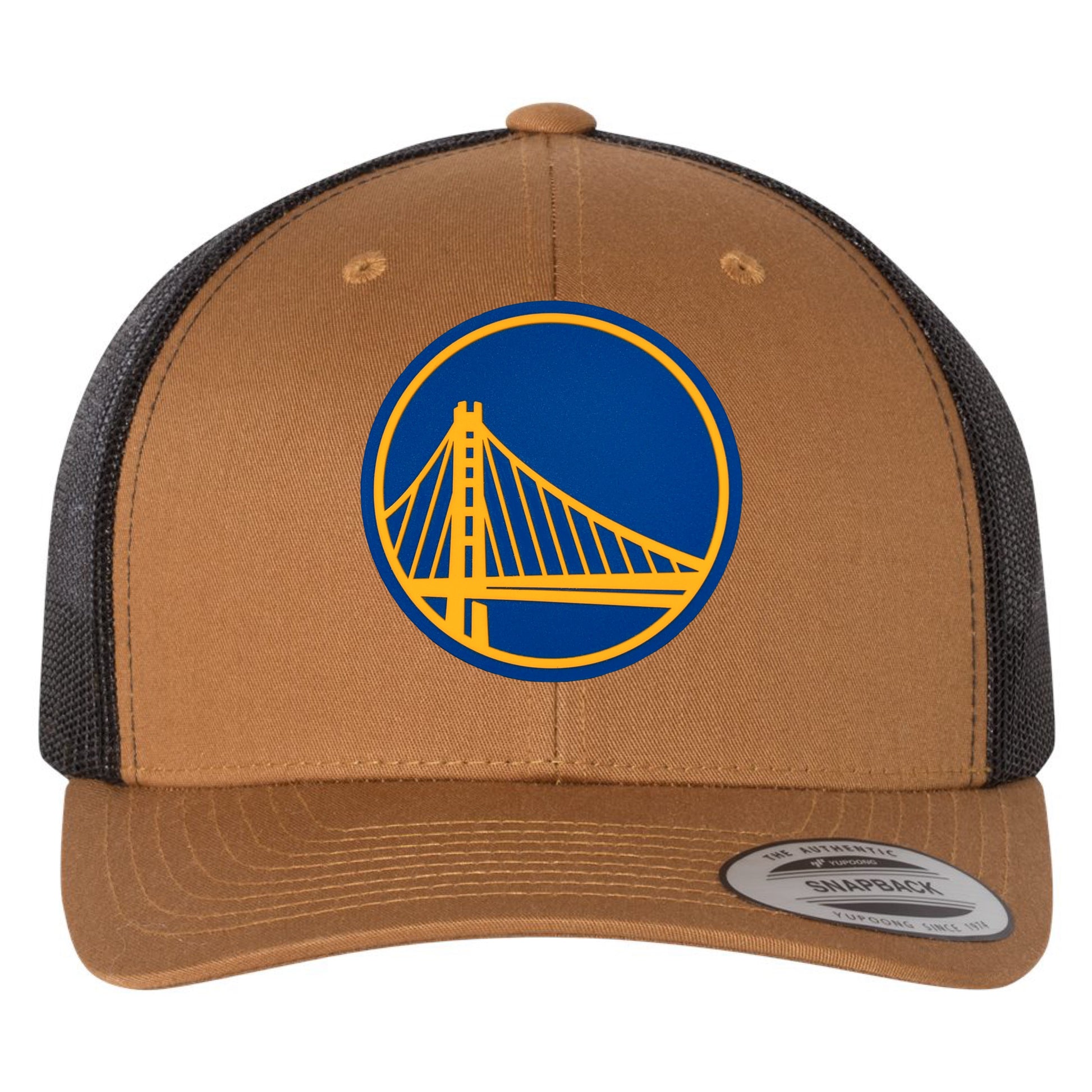 Golden State Warriors 3D YP Snapback Trucker Hat- Caramel/ Black - Ten Gallon Hat Co.