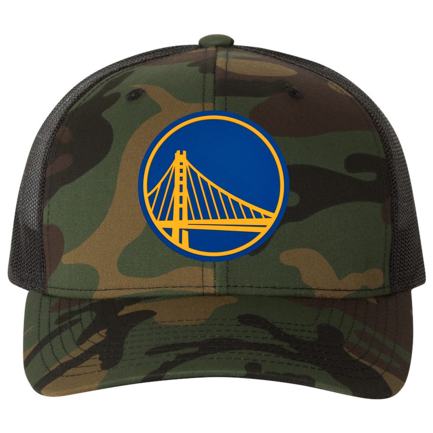 Golden State Warriors 3D Snapback Trucker Hat- Army Camo/ Black - Ten Gallon Hat Co.