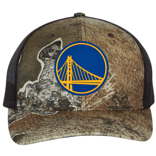 Golden State Warriors 3D Snapback Trucker Hat- Realtree Excape/ Black - Ten Gallon Hat Co.