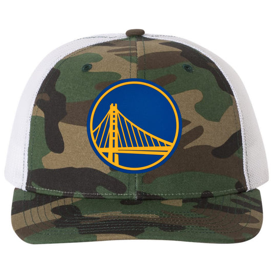 Golden State Warriors 3D Snapback Trucker Hat- Army Camo/ White - Ten Gallon Hat Co.