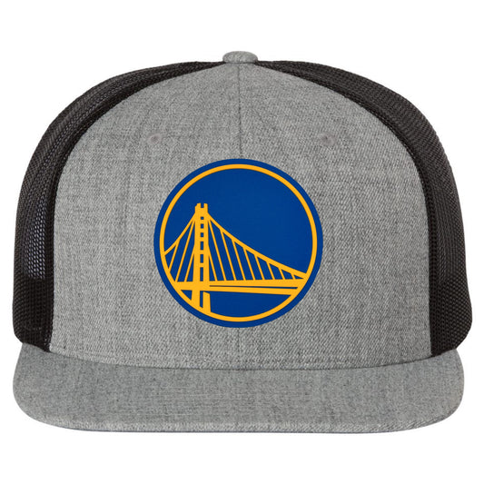 Golden State Warriors 3D PVC Patch Wool Blend Flat Bill Hat- Heather Grey/ Black - Ten Gallon Hat Co.