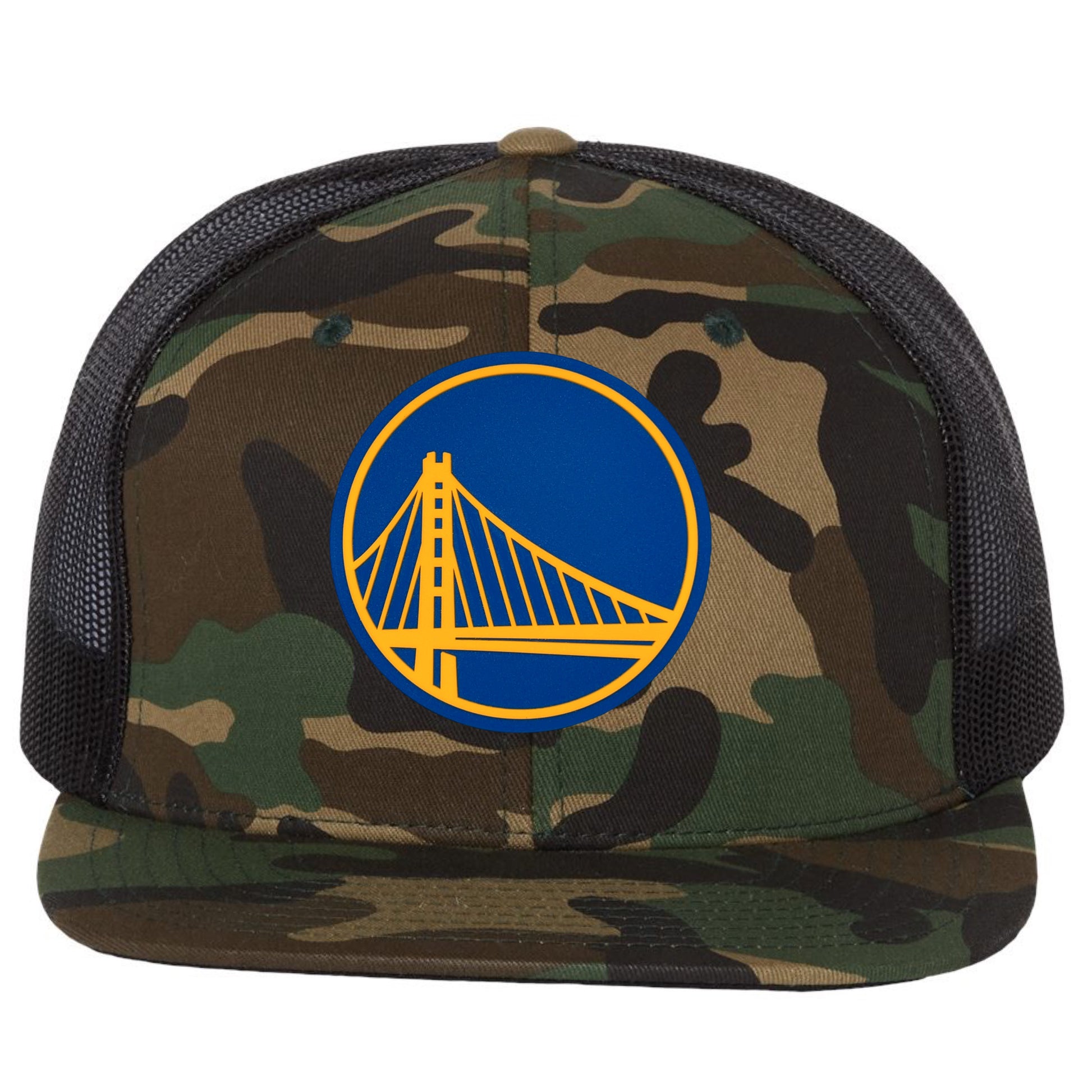 Golden State Warriors 3D PVC Patch Wool Blend Flat Bill Hat- Army Camo/ Black - Ten Gallon Hat Co.