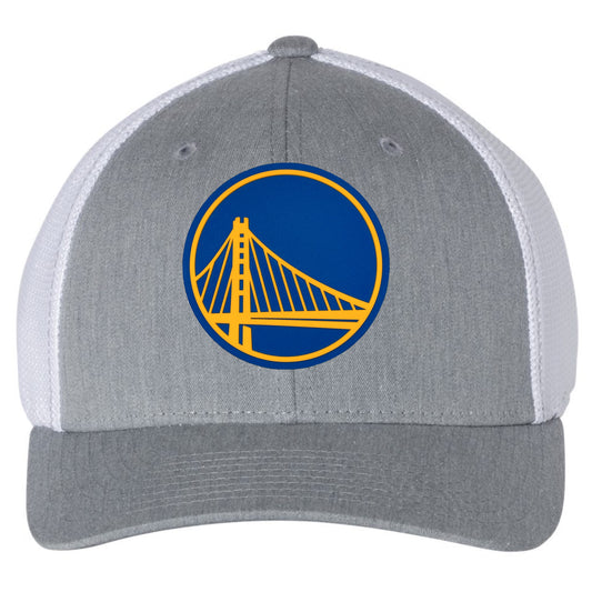 Golden State Warriors 3D Fitted Trucker with R-Flex- Heather Grey/ White - Ten Gallon Hat Co.