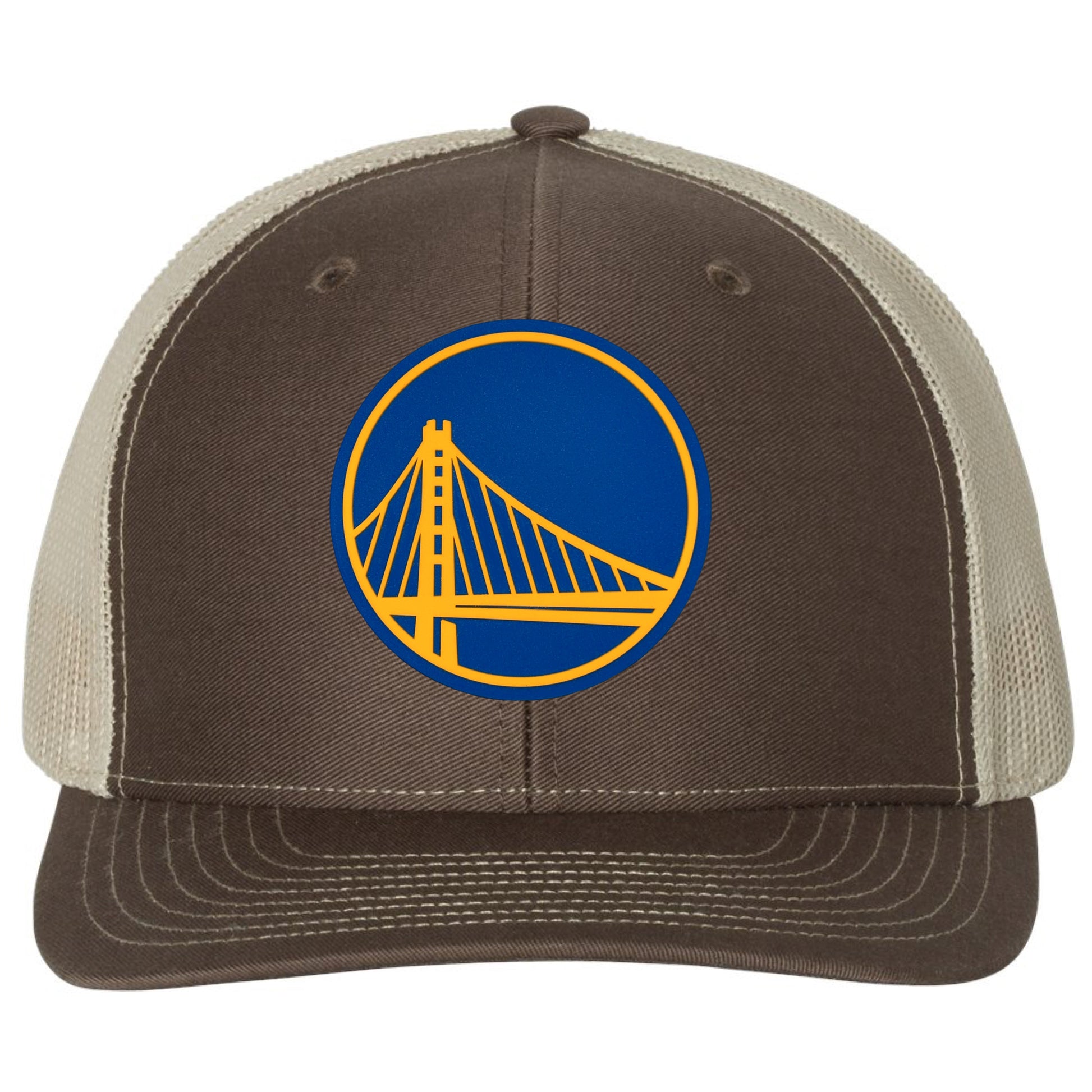 Golden State Warriors 3D Snapback Trucker Hat- Brown/  Tan - Ten Gallon Hat Co.
