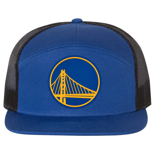 Golden State Warriors 3D Seven-Panel Trucker Hat- Royal/ Black - Ten Gallon Hat Co.