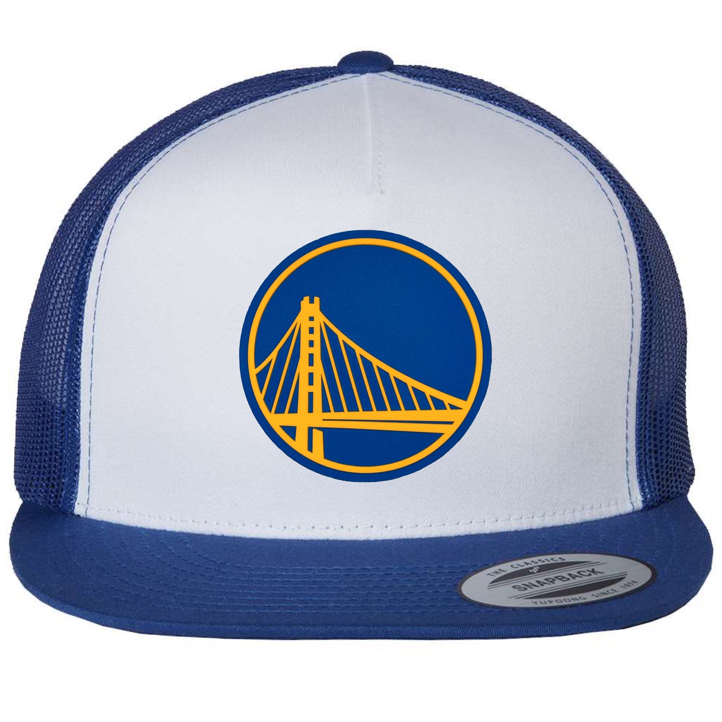 Golden State Warriors 3D YP Snapback Flat Bill Trucker Hat- White/ Royal - Ten Gallon Hat Co.