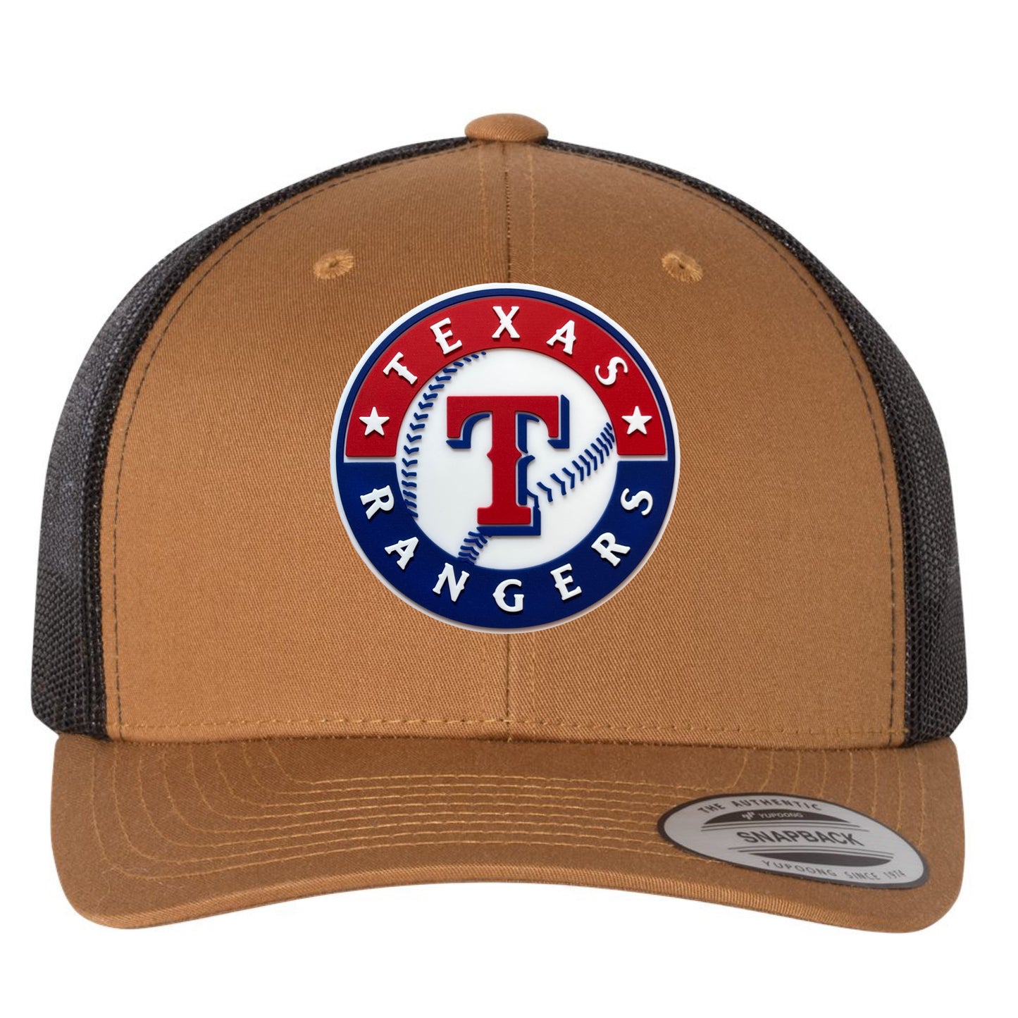 Texas Rangers 2023 World Series 3D YP Snapback Trucker Hat- Caramel/ Black - Ten Gallon Hat Co.