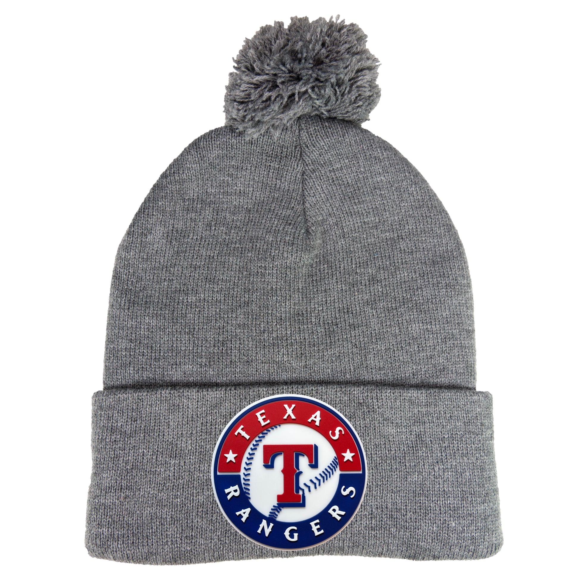 Texas Rangers 2023 World Series 3D 12 in Knit Pom-Pom Top Beanie- Dark Heather Grey - Ten Gallon Hat Co.
