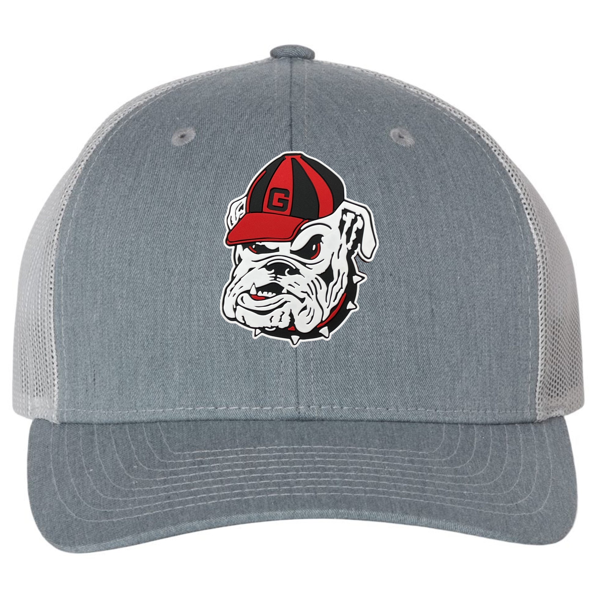 Georgia Bulldogs Vintage 3D Logo PVC Patch Hat- Heather Grey/ Light Grey - Ten Gallon Hat Co.