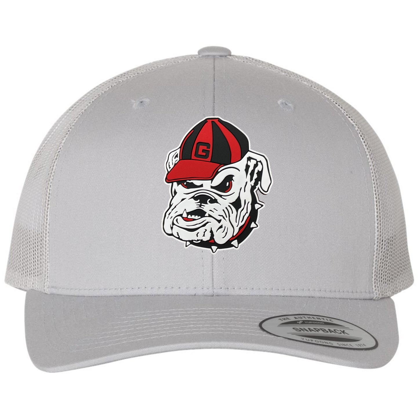 Georgia Bulldogs Vintage 3D Logo YP Snapback Trucker Hat- Silver - Ten Gallon Hat Co.
