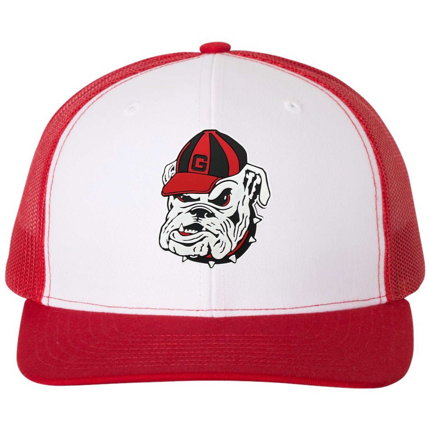 Georgia Bulldogs Vintage 3D Logo Snapback Trucker Hat- White/ Red - Ten Gallon Hat Co.