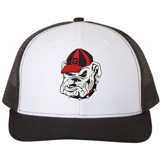Georgia Bulldogs Vintage 3D Logo Snapback Trucker Hat- White/ Black - Ten Gallon Hat Co.
