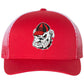 Georgia Bulldogs Vintage 3D Logo Patterned Mesh Snapback Trucker Hat- Red/ Red to White Fade - Ten Gallon Hat Co.