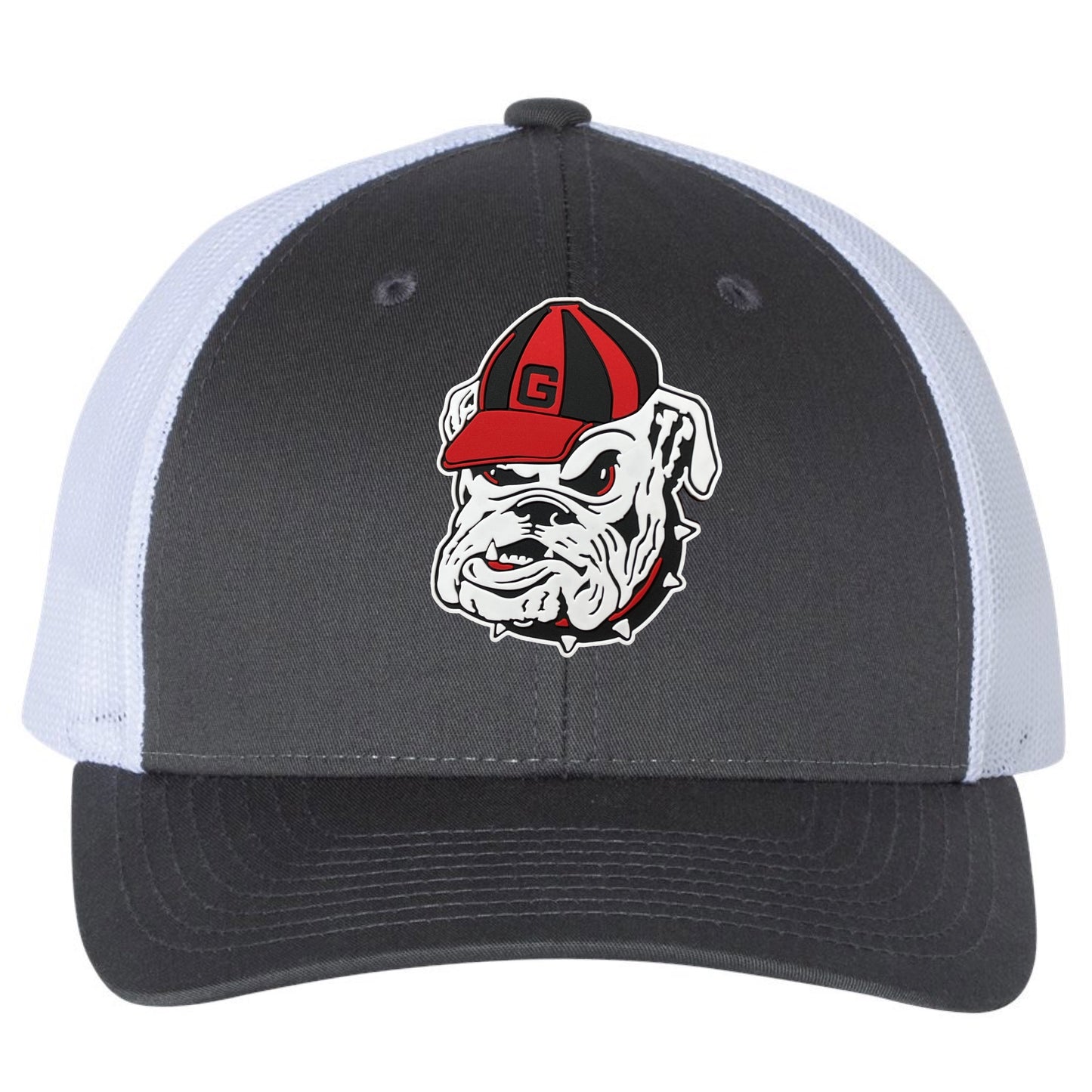 Georgia Bulldogs Vintage 3D Logo YP Snapback Trucker Hat- Charcoal/ White - Ten Gallon Hat Co.
