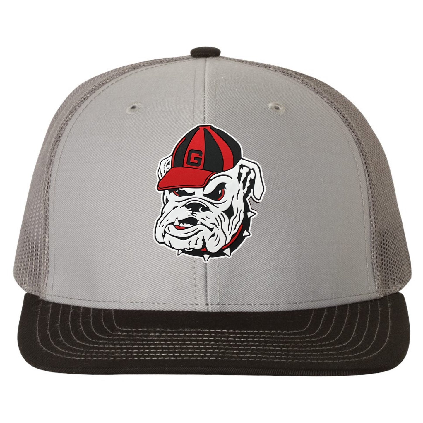 Georgia Bulldogs Vintage 3D Logo Snapback Trucker Hat- Grey/ Charcoal/ Black - Ten Gallon Hat Co.