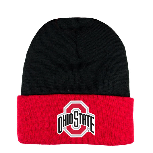 Ohio State Buckeyes 3D 12 in Knit Beanie- Black/ Red - Ten Gallon Hat Co.