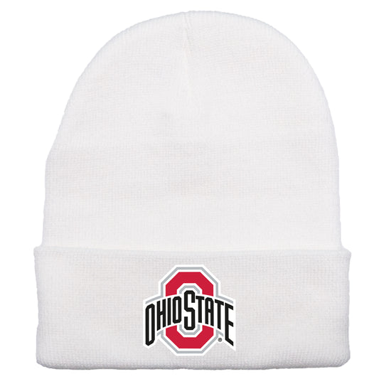 Ohio State Buckeyes 3D 12 in Knit Beanie- White - Ten Gallon Hat Co.